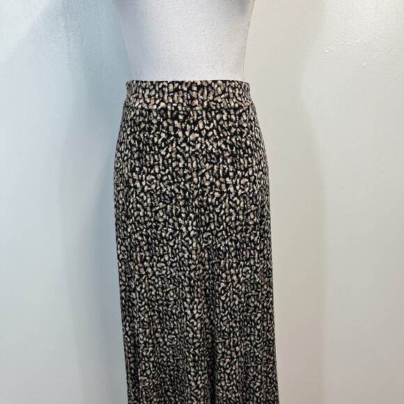 Coldwater Creek Womens Skirt Small Black Brown Slinky Stretch Long Modest A Line - Picture 2 of 8